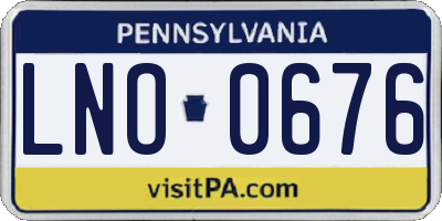 PA license plate LNO0676