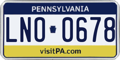 PA license plate LNO0678