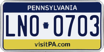 PA license plate LNO0703