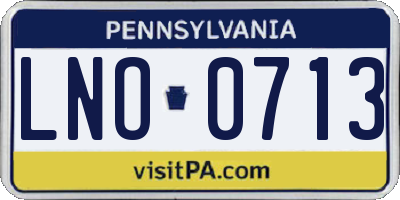 PA license plate LNO0713
