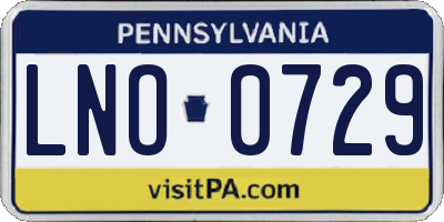 PA license plate LNO0729