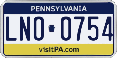 PA license plate LNO0754