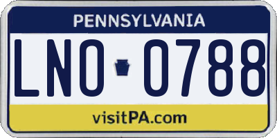 PA license plate LNO0788