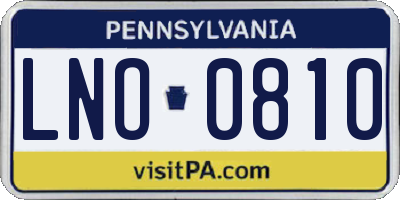 PA license plate LNO0810