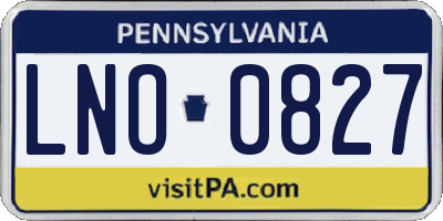 PA license plate LNO0827