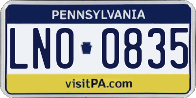 PA license plate LNO0835
