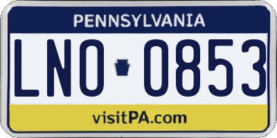 PA license plate LNO0853