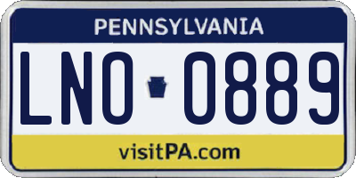 PA license plate LNO0889