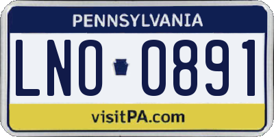 PA license plate LNO0891