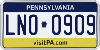 PA license plate LNO0909