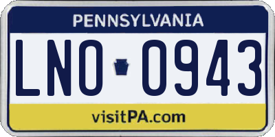 PA license plate LNO0943