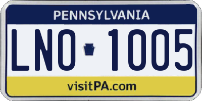 PA license plate LNO1005