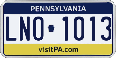 PA license plate LNO1013
