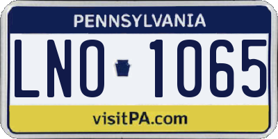 PA license plate LNO1065
