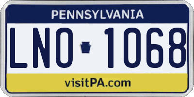 PA license plate LNO1068