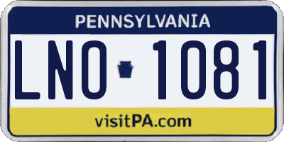 PA license plate LNO1081