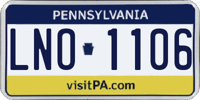 PA license plate LNO1106