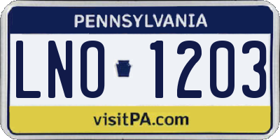 PA license plate LNO1203