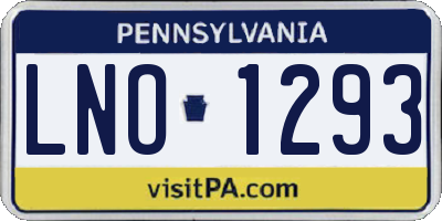 PA license plate LNO1293