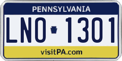 PA license plate LNO1301