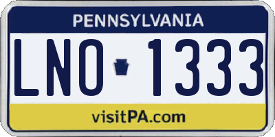 PA license plate LNO1333