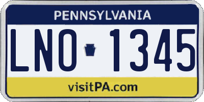 PA license plate LNO1345
