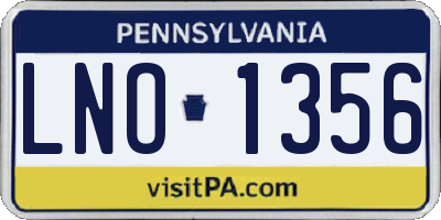 PA license plate LNO1356