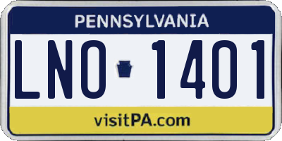 PA license plate LNO1401