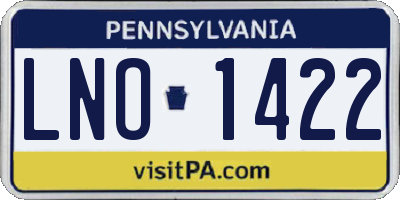 PA license plate LNO1422