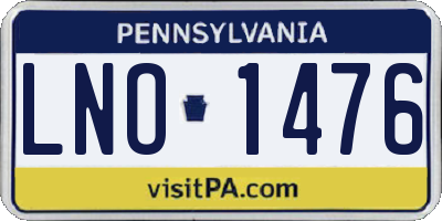 PA license plate LNO1476