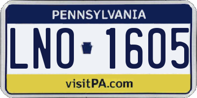 PA license plate LNO1605