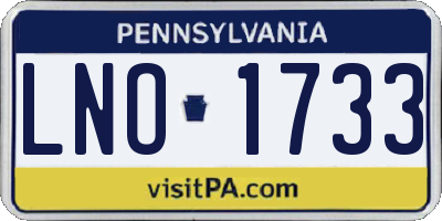 PA license plate LNO1733