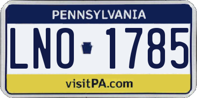 PA license plate LNO1785