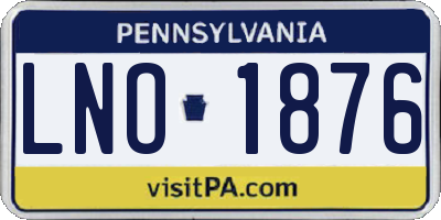 PA license plate LNO1876