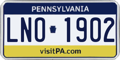 PA license plate LNO1902