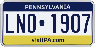 PA license plate LNO1907