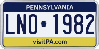 PA license plate LNO1982