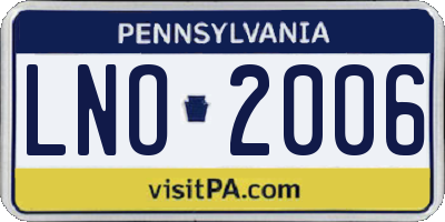 PA license plate LNO2006