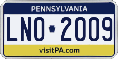 PA license plate LNO2009