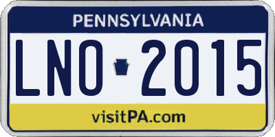 PA license plate LNO2015