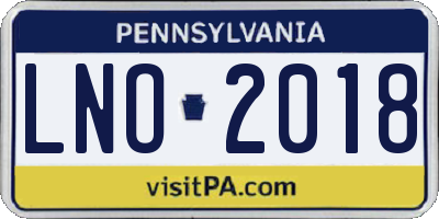 PA license plate LNO2018