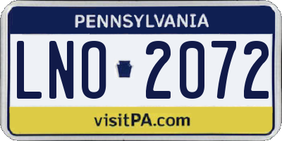 PA license plate LNO2072