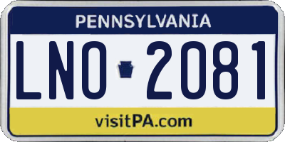 PA license plate LNO2081