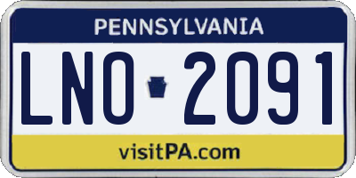 PA license plate LNO2091