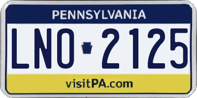 PA license plate LNO2125