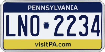 PA license plate LNO2234