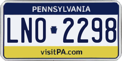 PA license plate LNO2298