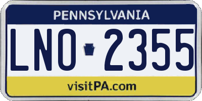 PA license plate LNO2355