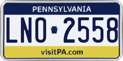 PA license plate LNO2558