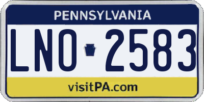 PA license plate LNO2583